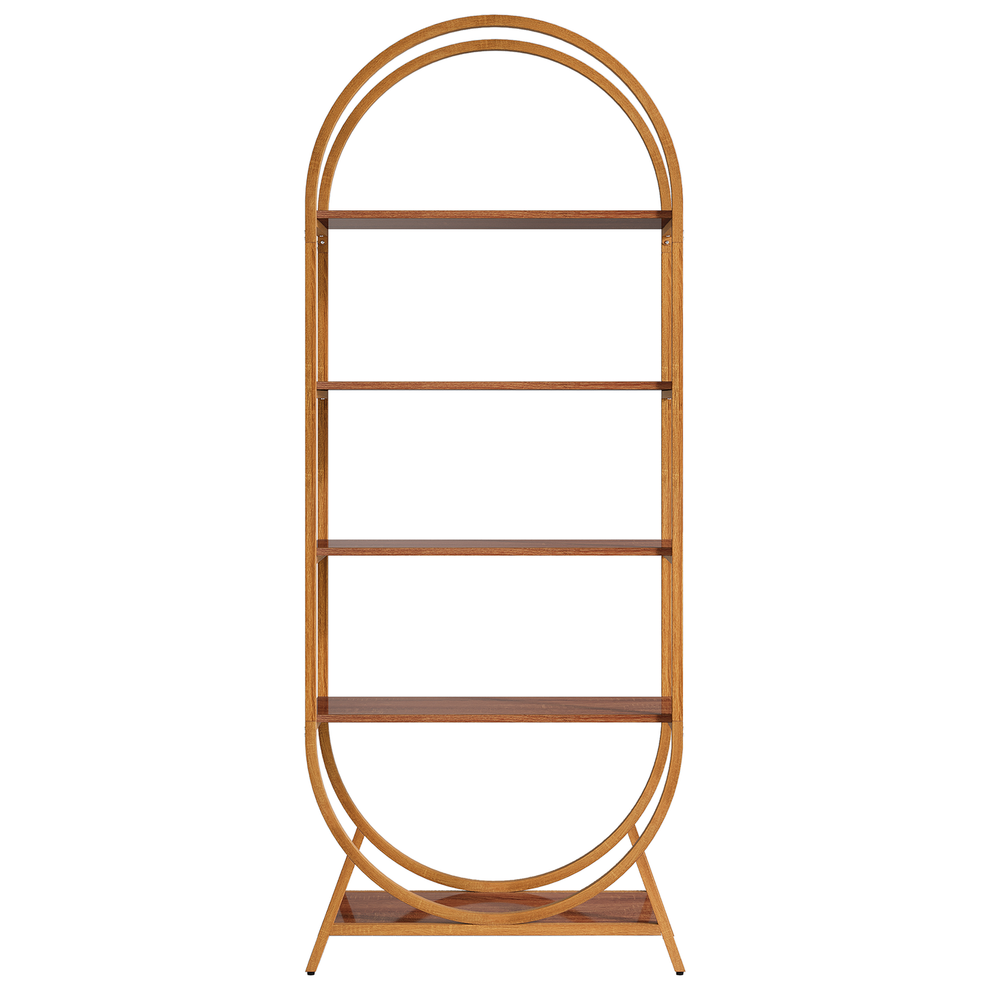 70.8" 5-Tier Modern Brown Arched Open Bookshelf