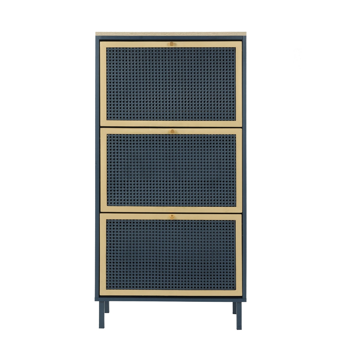 3 Metal Door Shoe Rack - Freestanding Modern Shoe Storage Cabinet