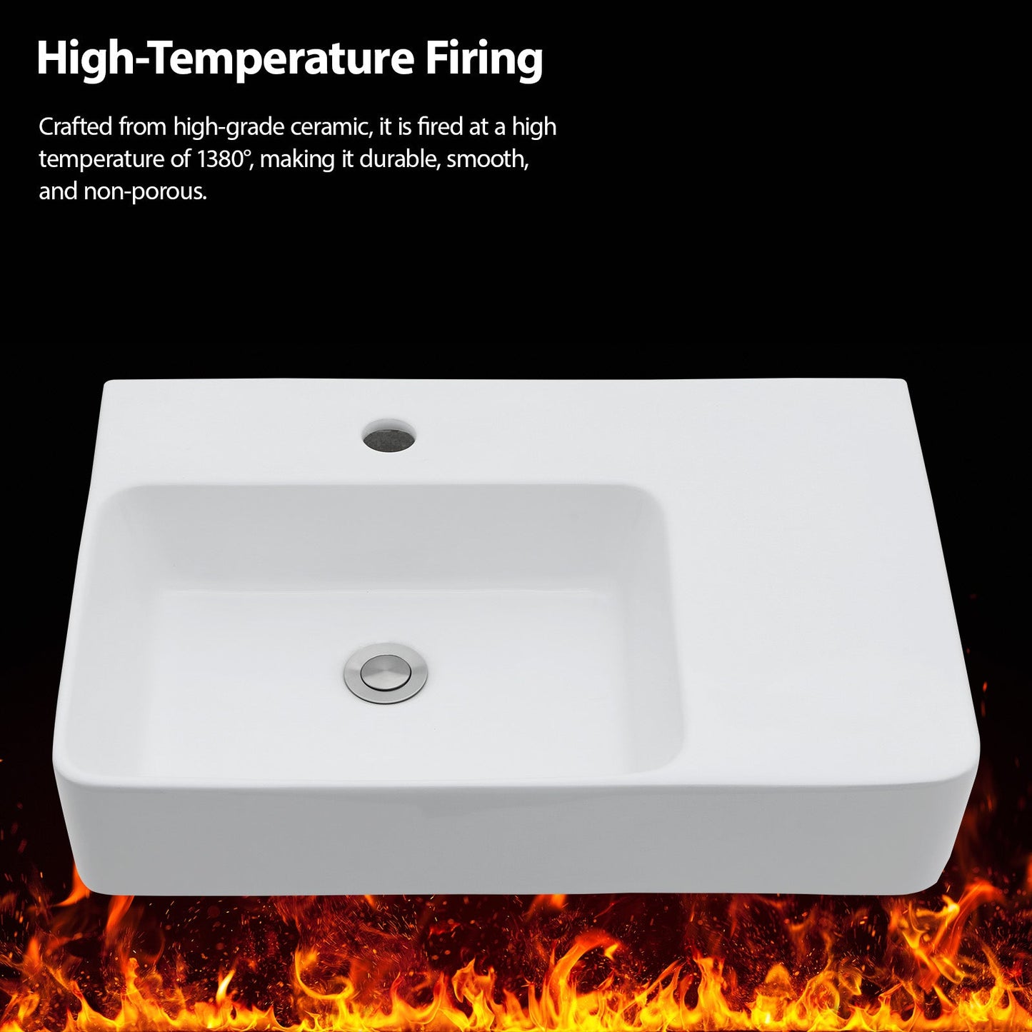 23.25"x15.75" Wall-Mounted Rectangular Ceramic Bathroom Sink