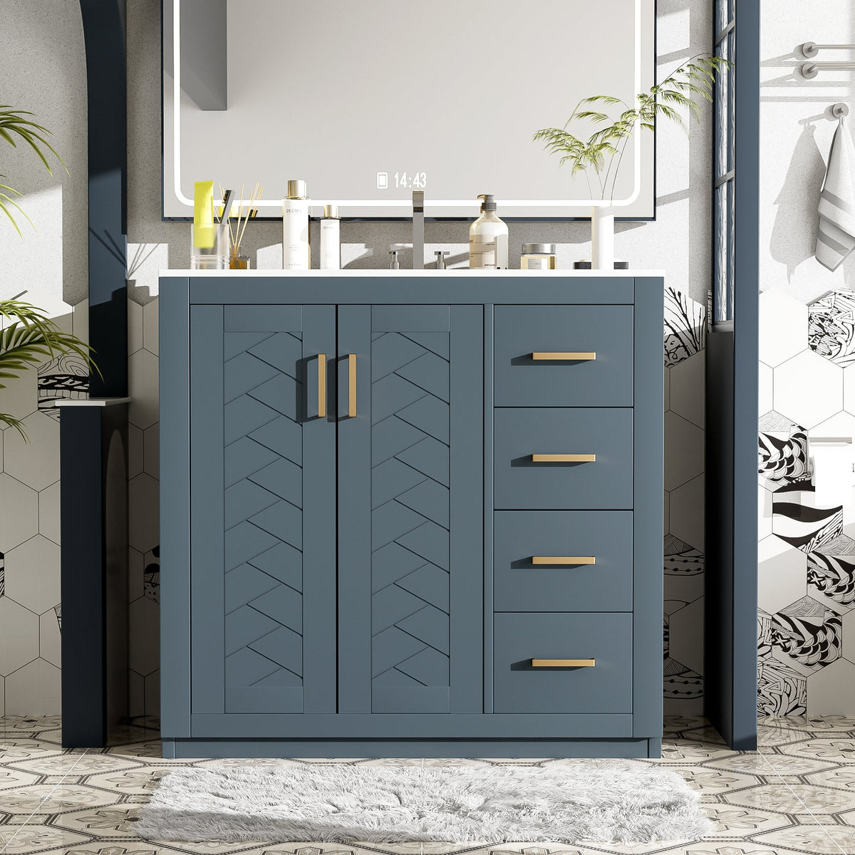 36'' Bathroom Vanity with Ceramic Sink Combo