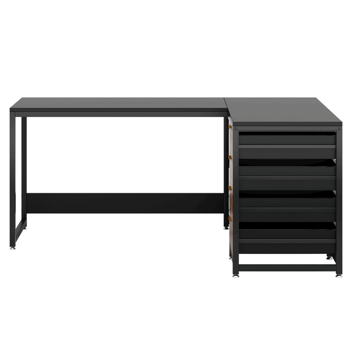 59 Inches L-Shaped Computer Desk with Drawers and Storage Shelves