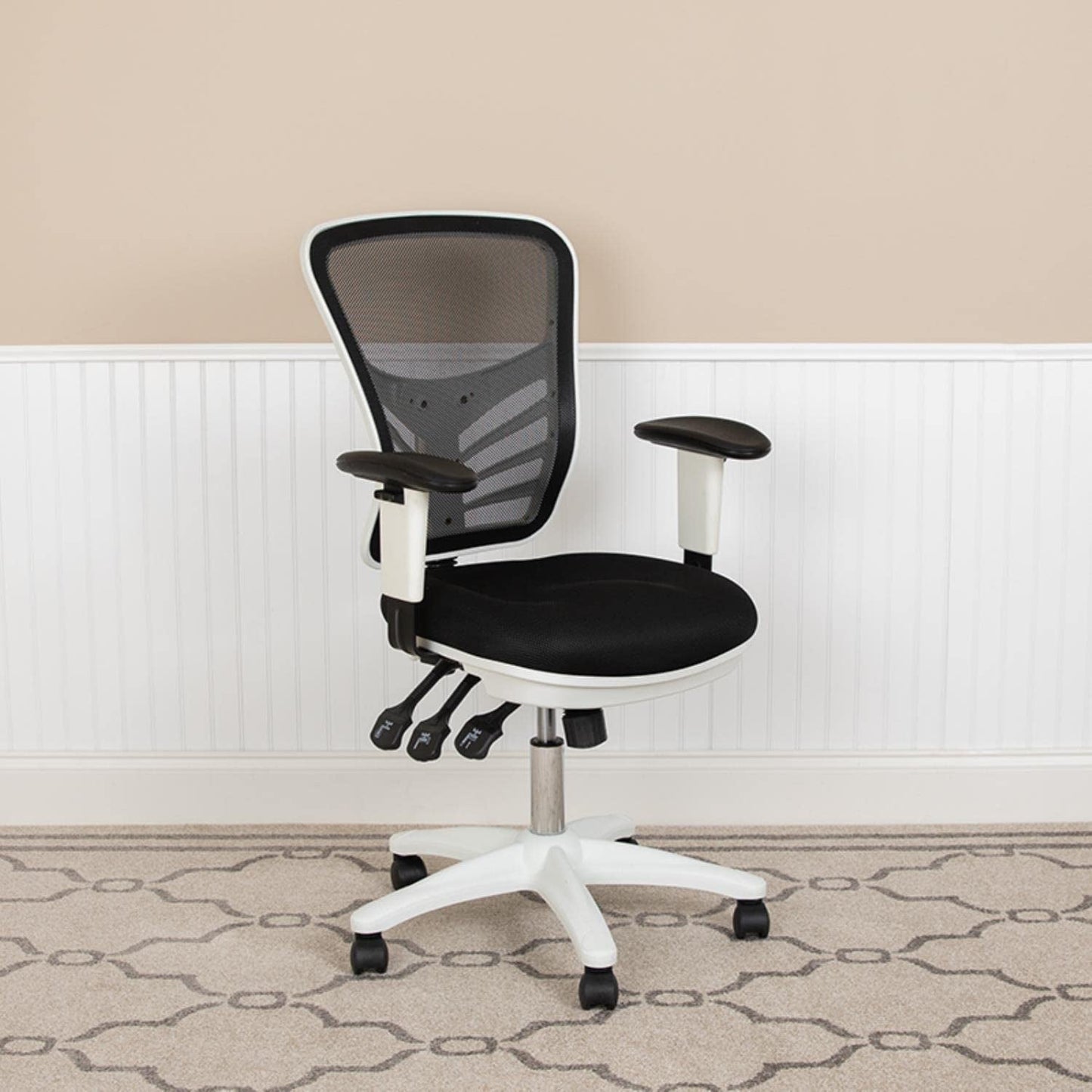 Black Mesh Executive Office Chair With Adjustable Arms