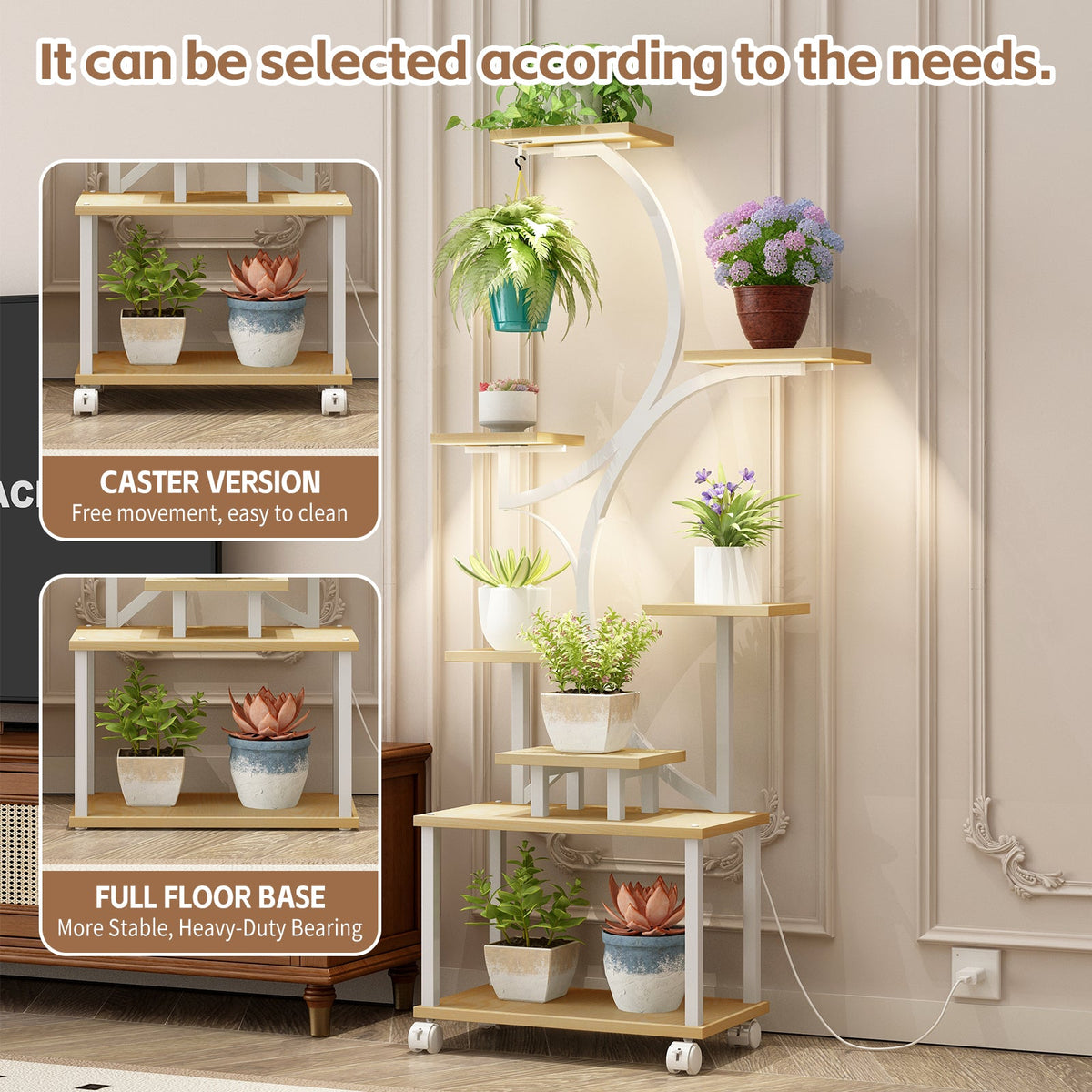 62" Indoor Plant Stand with Grow Lights