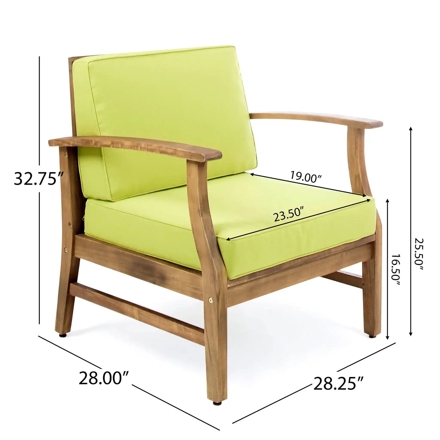 Perla Contemporary Club Chair with Water-Resistant Cushion