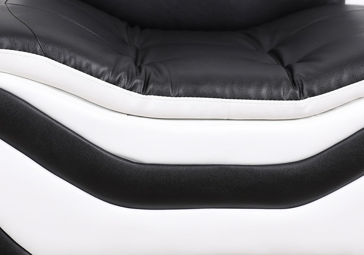 3 Piece Aldo Modern Faux Leather Sofa Set Black And White With Sofa Loveseat And Chair