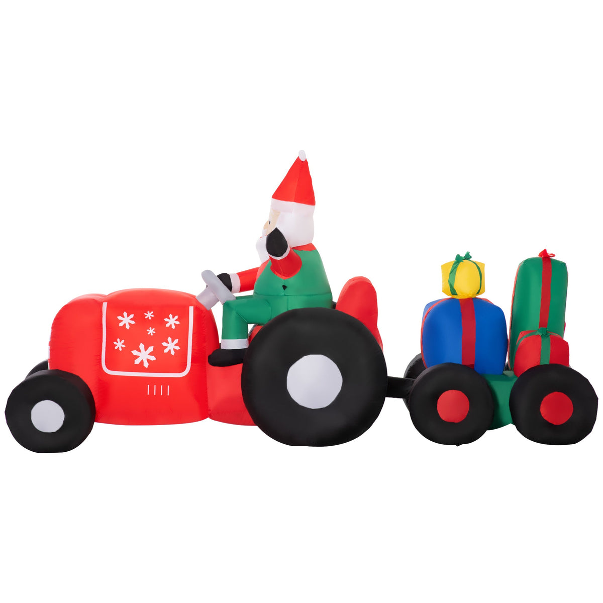 Outsunny 9ft Christmas Inflatables Santa Claus Trailer