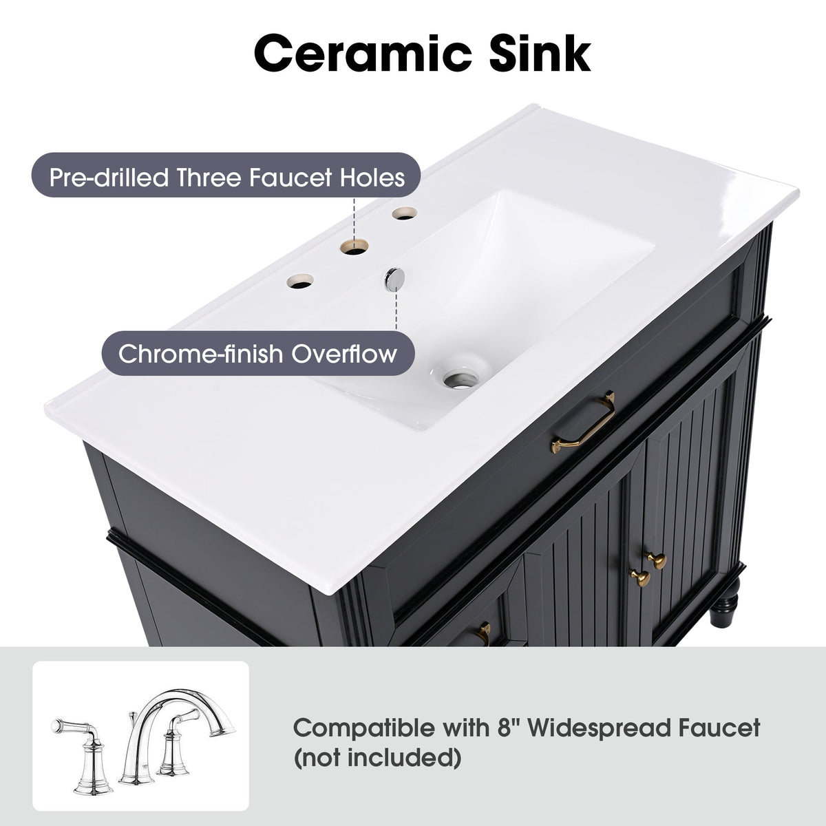 36" Bathroom Vanity with Sink and Drawers
