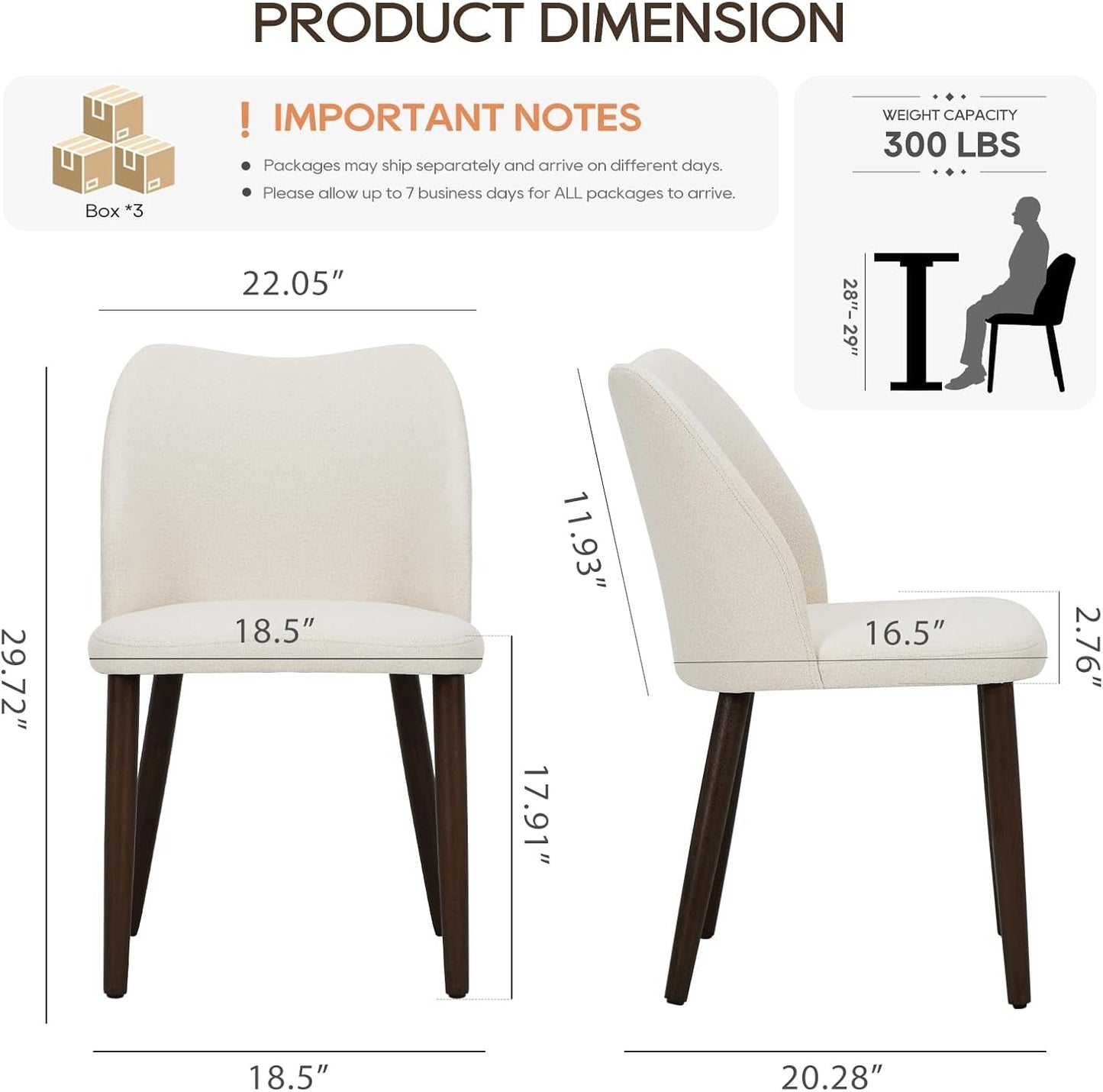 Beige Upholstered Dining Chairs With Wood Legs Set Of 6