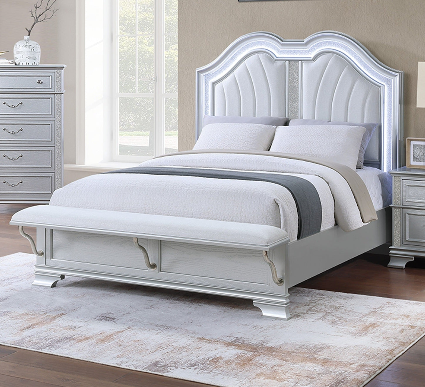 Contemporary Elegant Queen Size Bed 3pc Set
