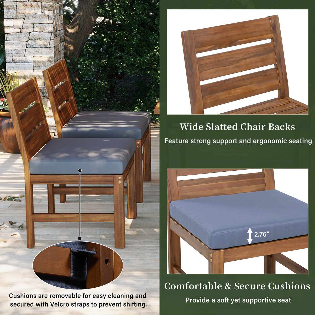 U_STYLE Farmhouse 5-Piece Outdoor Patio Dining Set