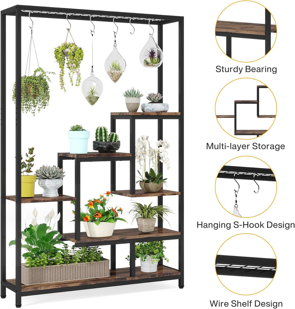 70.86” Tall 5-Tier Rustic Display Shelf
