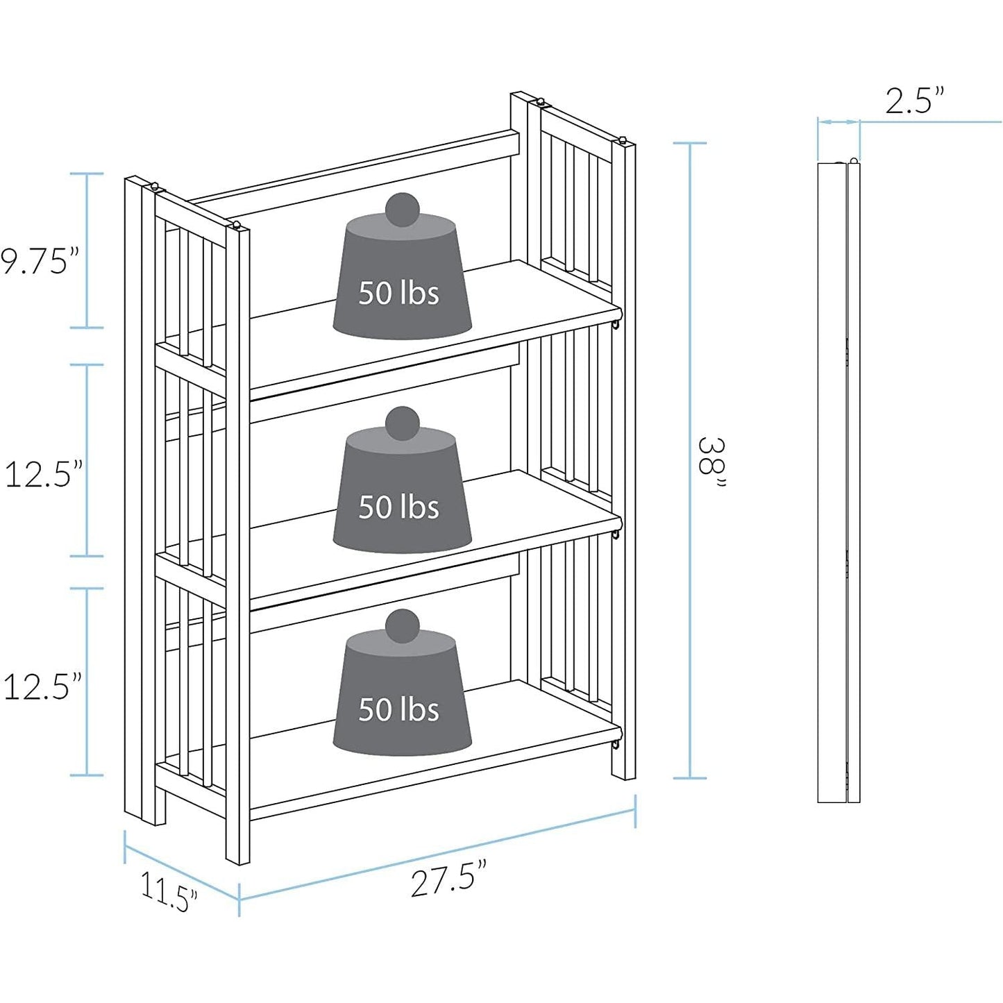 Chestnut Three Shelf Stackable Bookcase Solid Wood