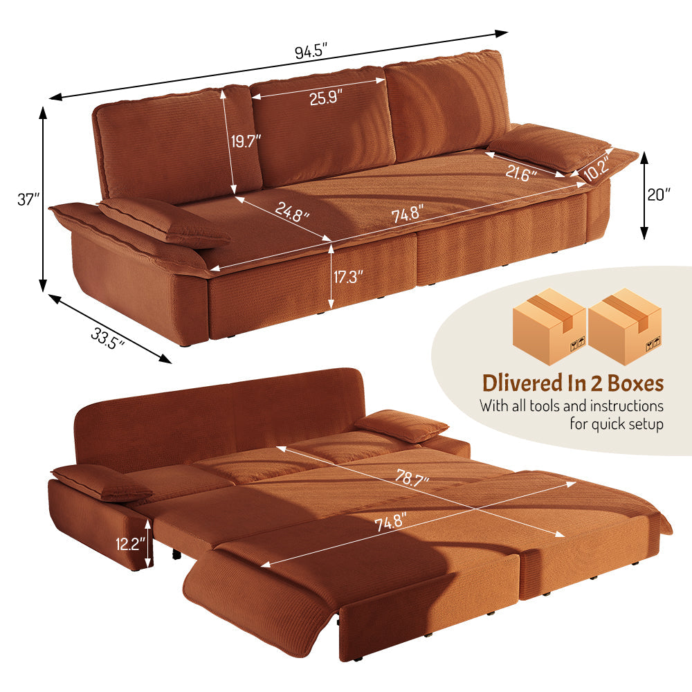 3-in-1 Convertible Sleeper Sofa Bed