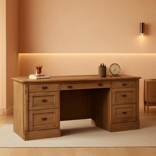 Palladia Executive Desk 65 Inch Vintage Oak Surface