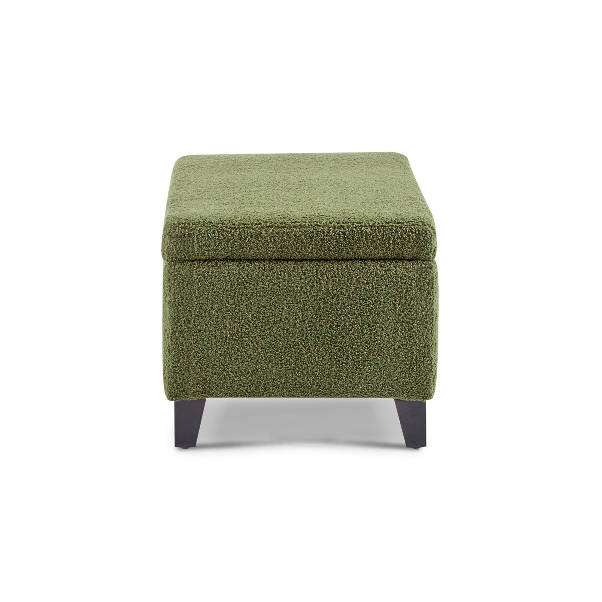 Storage Ottoman with Flip-Top Lid, Easy Assembly, Boucle Fabric & Rubber Wood Legs, Retro