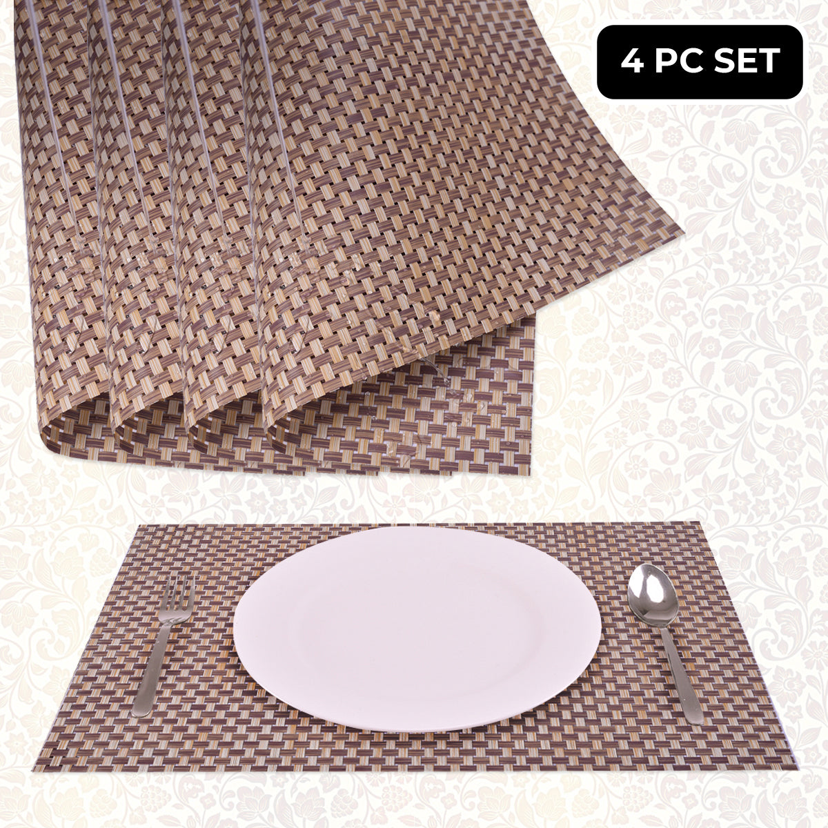PVC Placemats – Beige Dining Table Mats | Heat Resistant, Non Slip, Waterproof