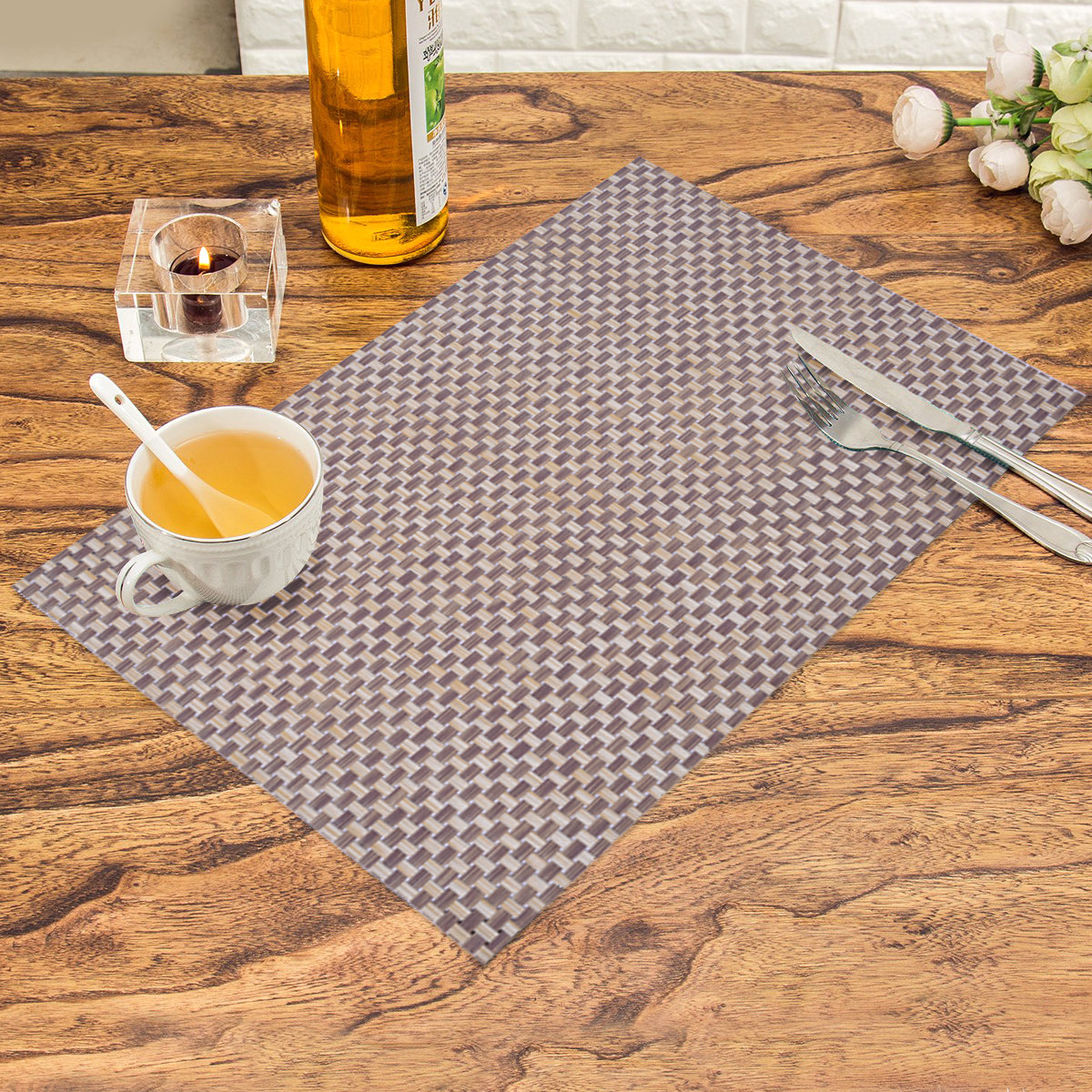 PVC Placemats – Beige Dining Table Mats | Heat Resistant, Non Slip, Waterproof