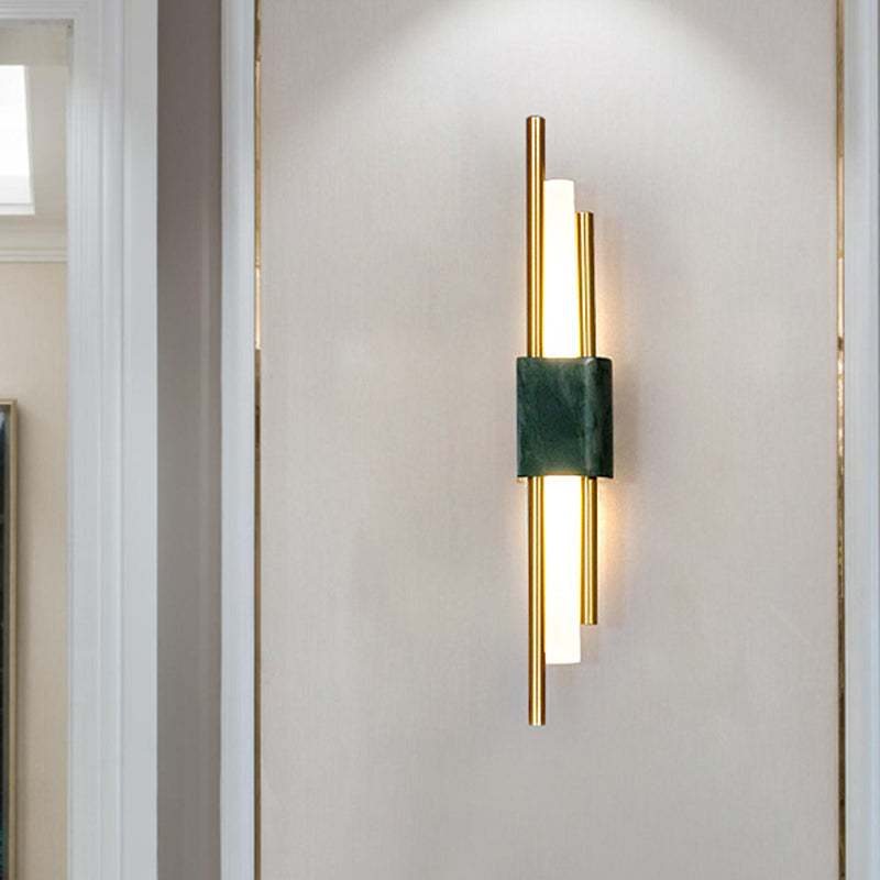 Luminescent Lines: Modern LED Wall Light with Marble Accents
