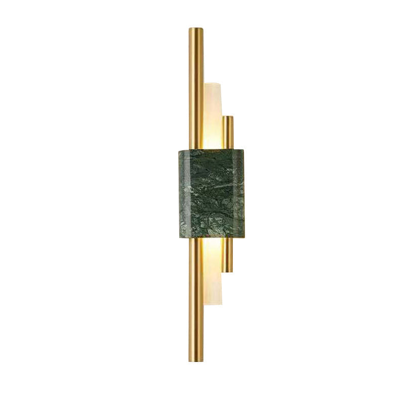 Luminescent Lines: Modern LED Wall Light with Marble Accents
