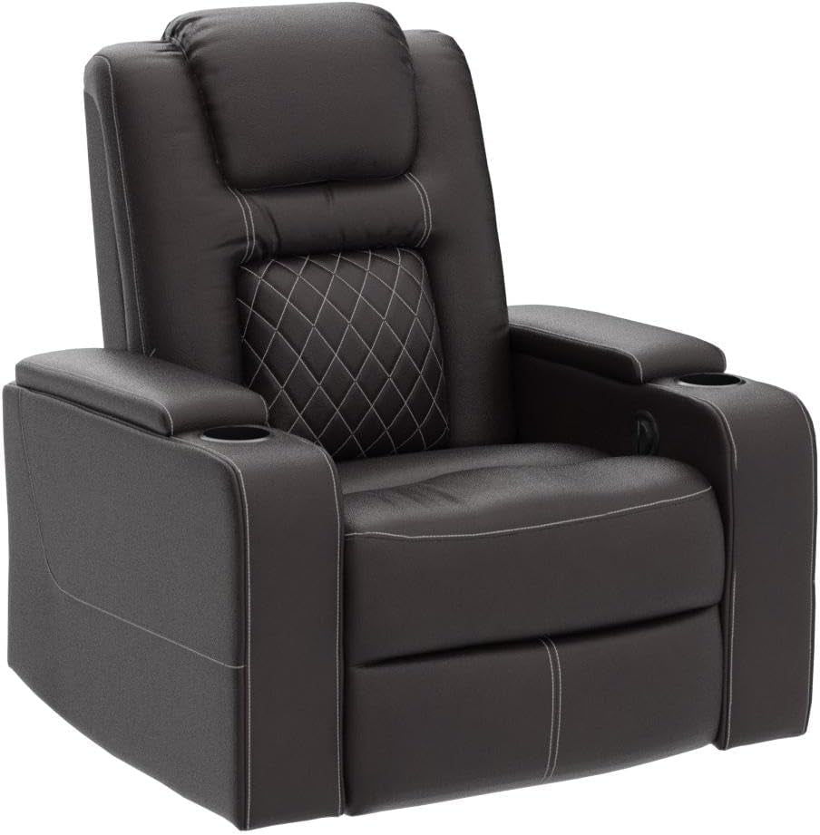 Power Recliner Chair With USB Ports And Cup Holders Brown