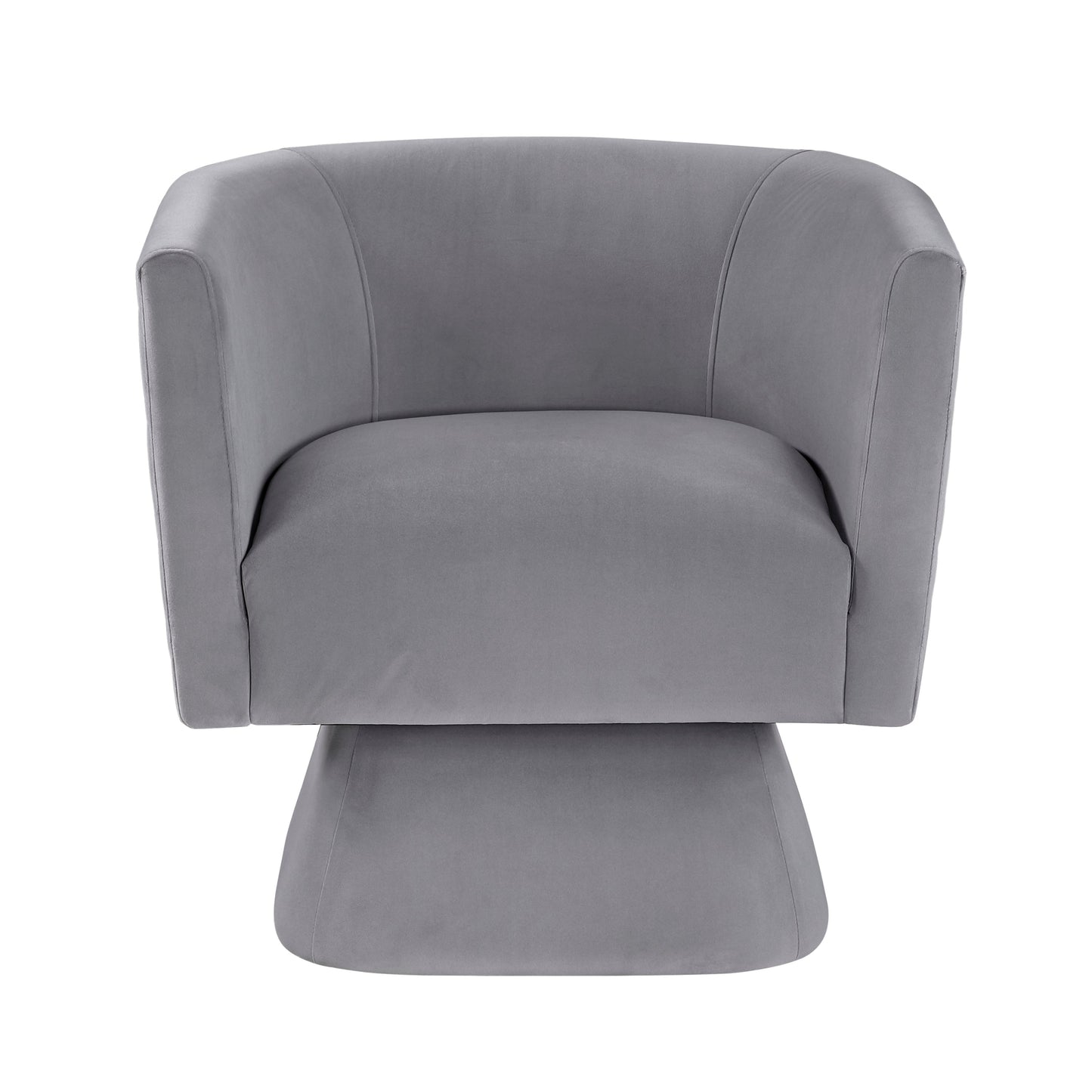 1pc Swivel Chair Gray Velvet Fabric Upholstery Solid wood Diamond Pattern Stitched Back Comfort Chair Living Room Furniture