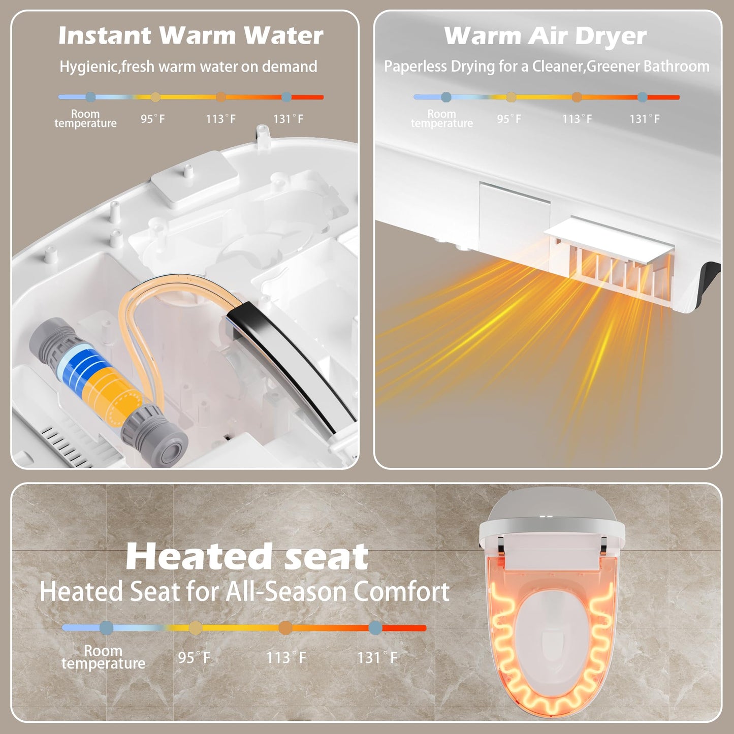 Smart Toilet with Bidet Built-in - ADA One-Piece Toilet
