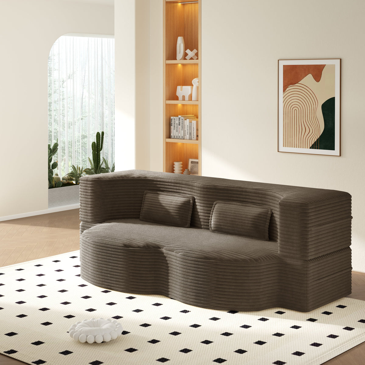Modern Floor Sofa with Pillows