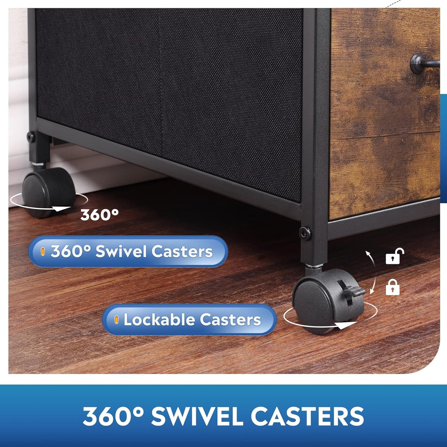 3 Drawer Mobile File Cabinet Fits A4 Or Letter Size With Rolling Printer Stand Rustic Brown Wood Grain