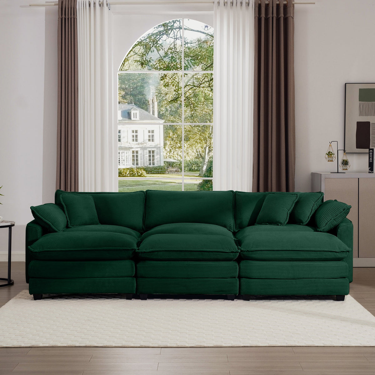 Oversized Modular Cushion Sofa with Portable Ottoman