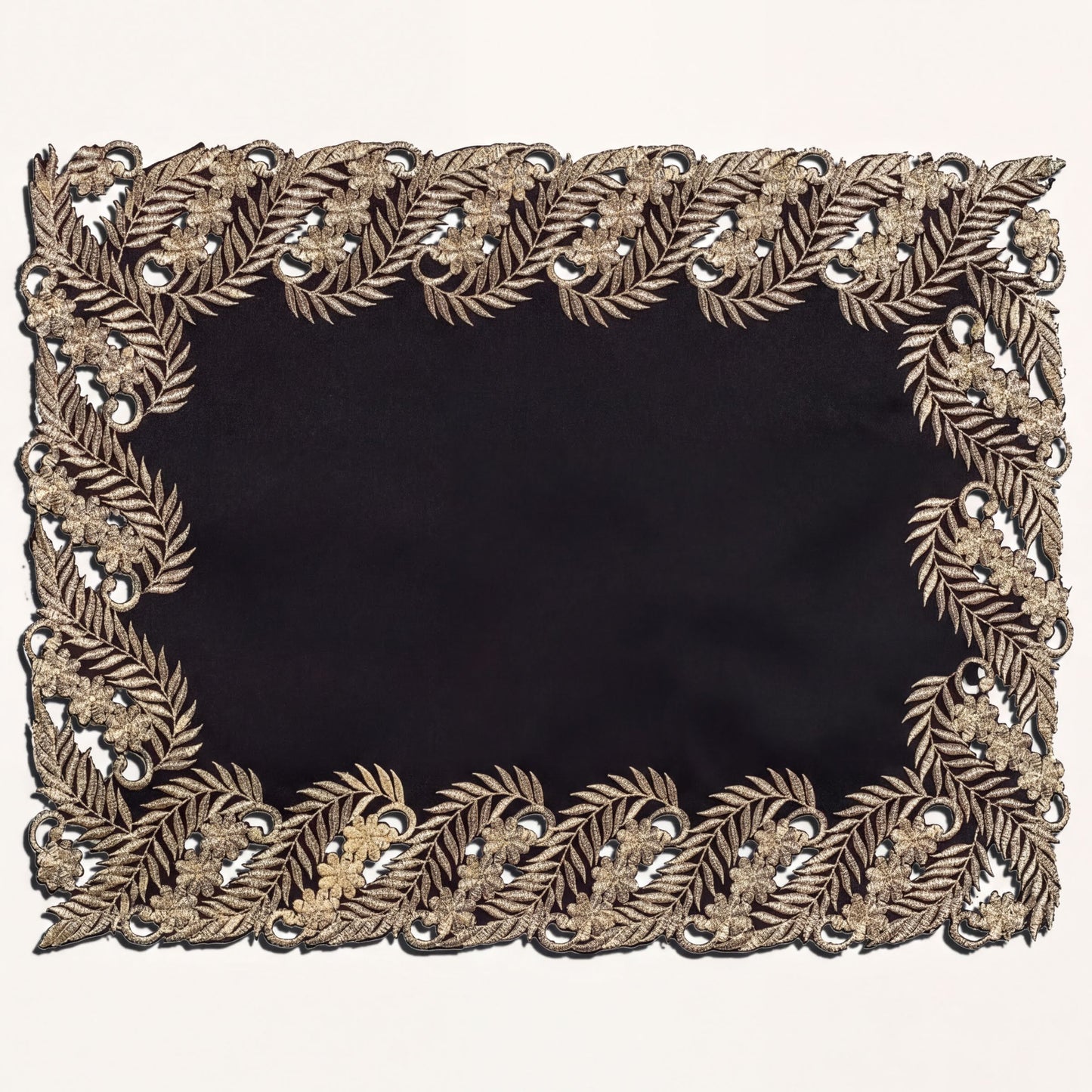 Black Gold Placemats – Rustic Embroidered Table Mats for Dining Protection