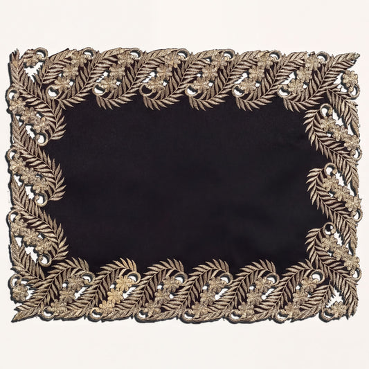 Black Gold Placemats – Rustic Embroidered Table Mats for Dining Protection