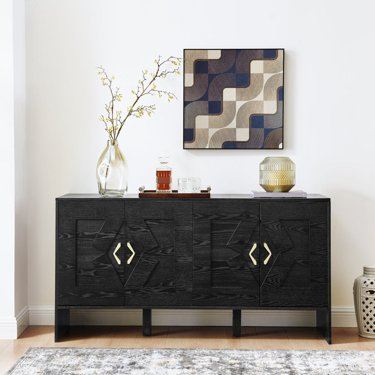 60" Mid Century Modern Sideboard Buffet Cabinet