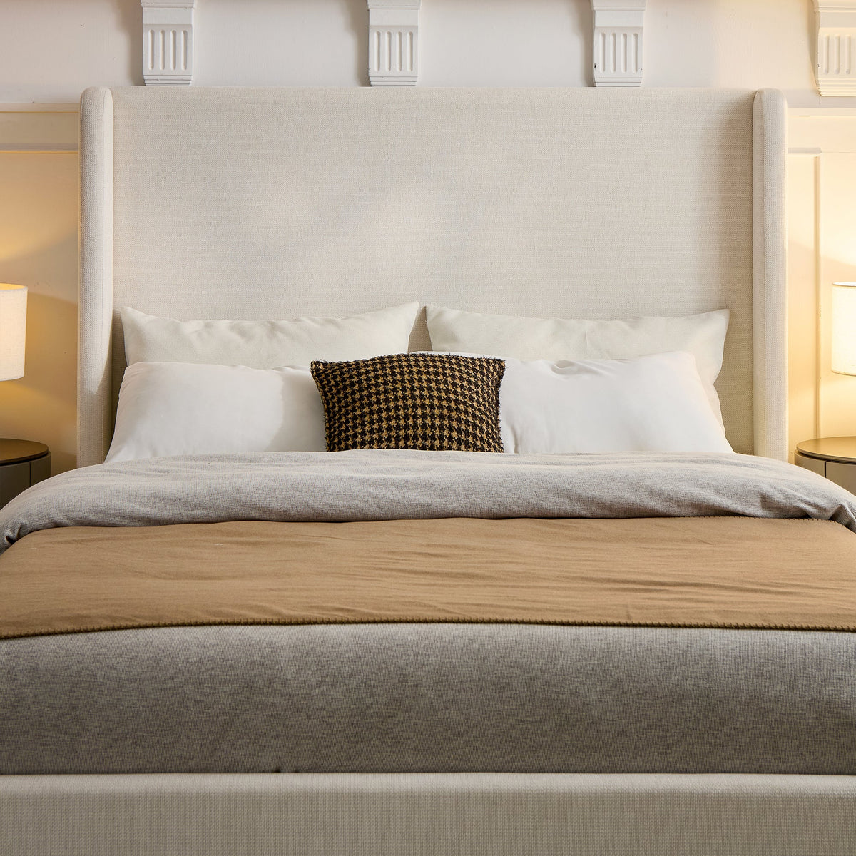 Carmen Upholstered Wingback Bed