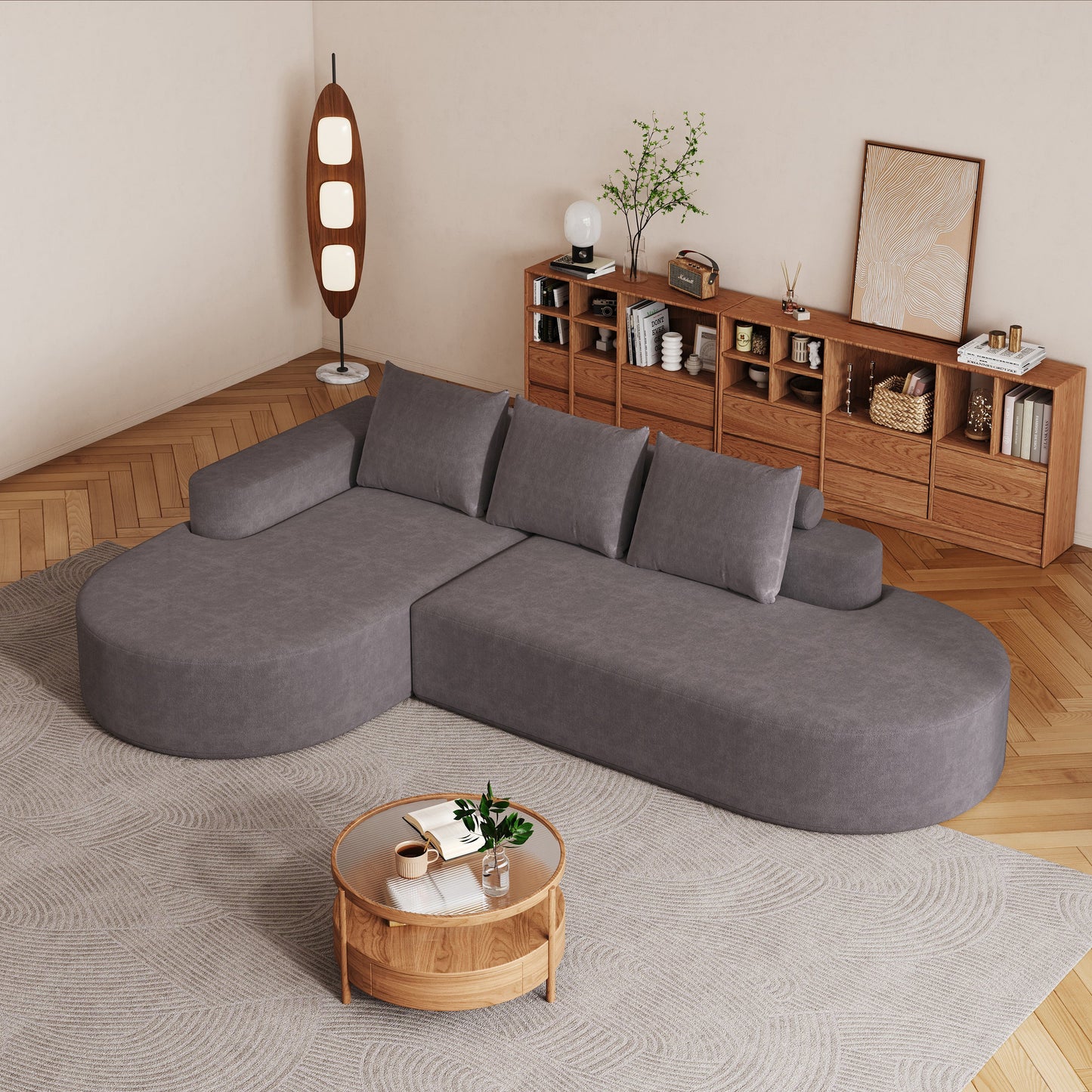 Modern Curved sofa ,Chenille Upholstered Sectional Sofa Couch Set,Modular 108.5' L Shaped Sectional Living Room Sofa Set With 3 Pillows,Free Combination Sofa Couch for Living Room,Bedroom