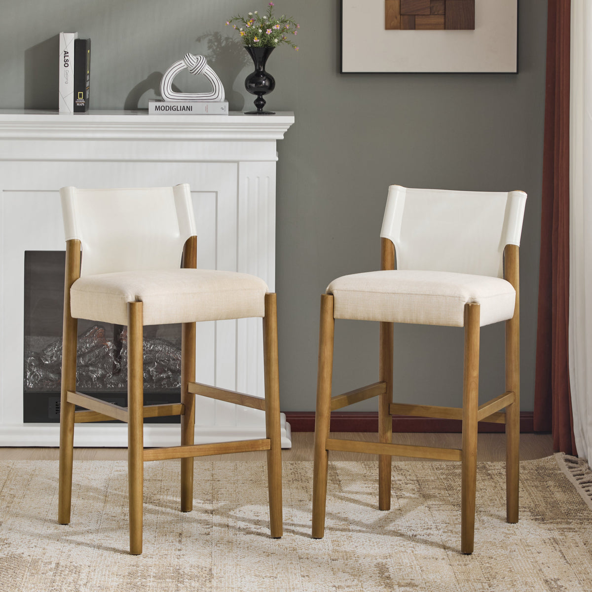 28.5'' Modern Solid Wood Bar Stool Set