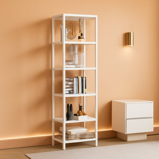 6 Tier Bookshelf With Anti Fall Baffle 64.8 Inch Tall