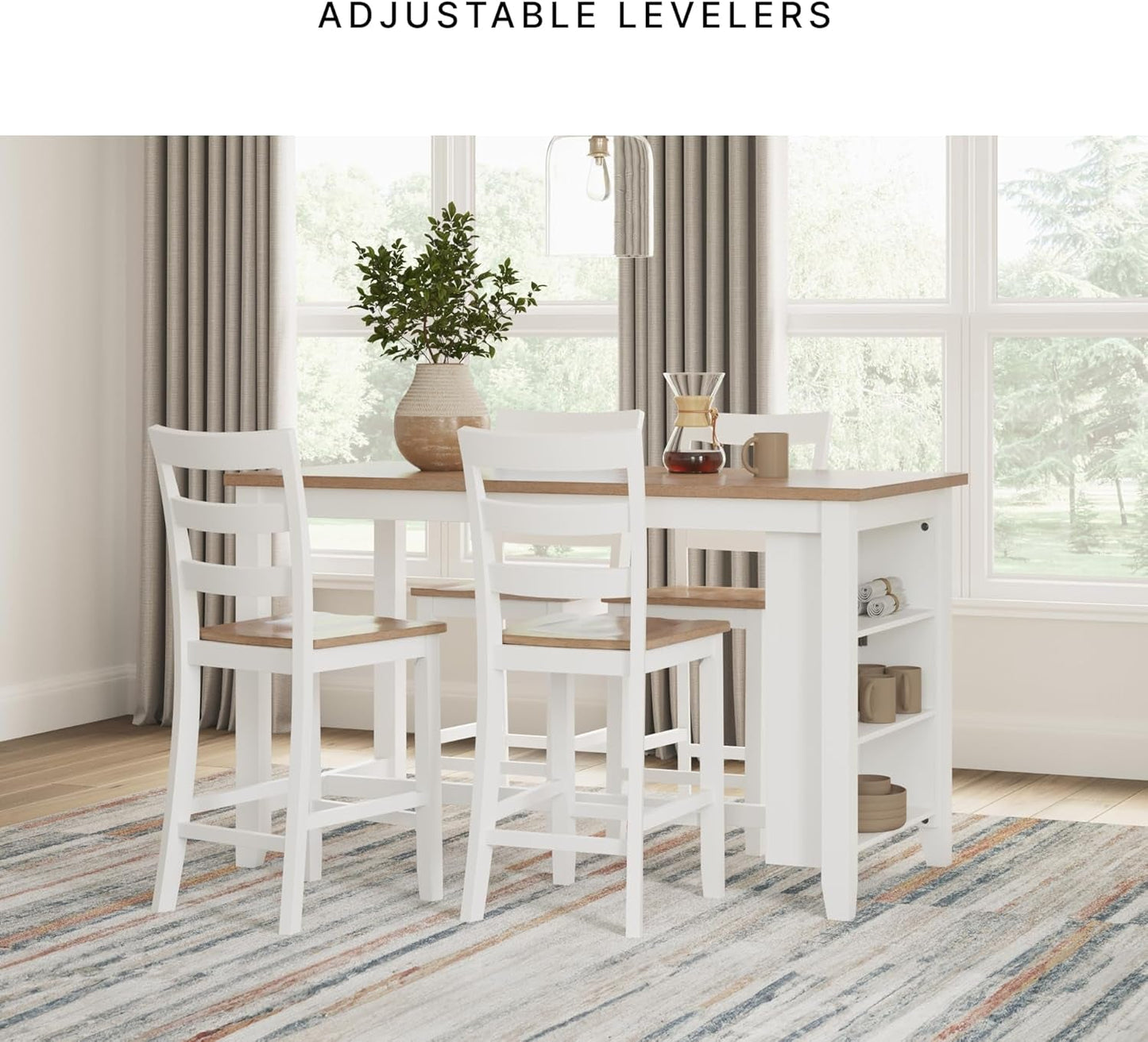 Dining Table Set White Mango Wood Contemporary Style Edition