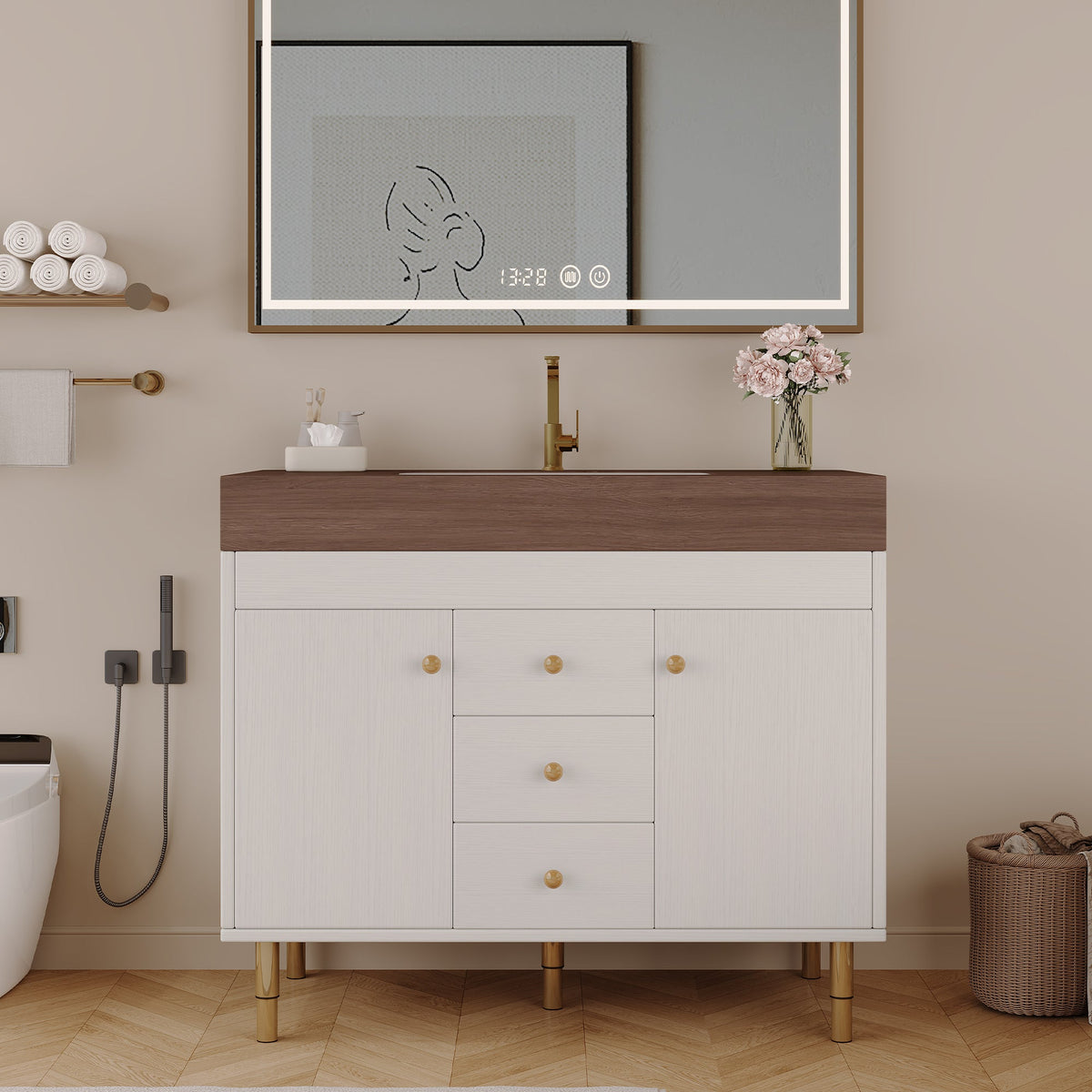 36 in Modern Free-standing Bathroom Vanity with Ceramic Sink & Ample Storage