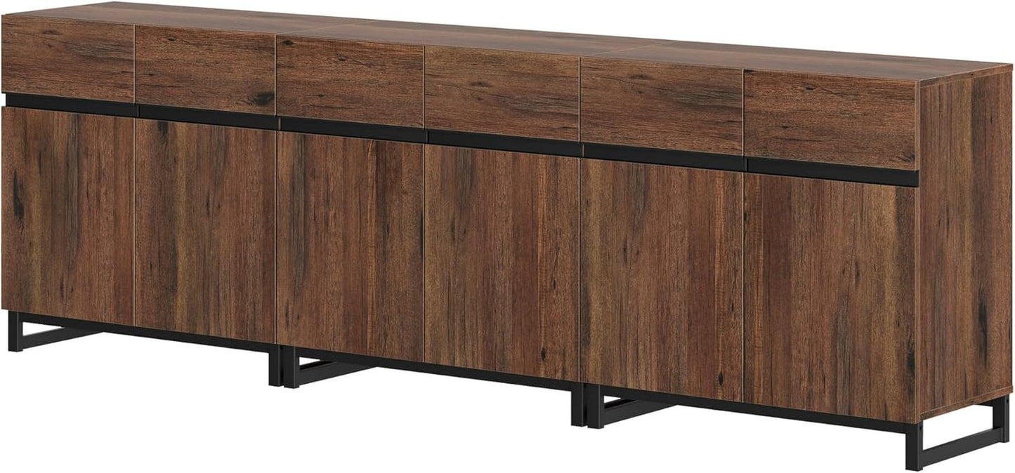 Brown 3 In 1 TV Stand For 100 Inch TV Adjustable Shelves Metal Base