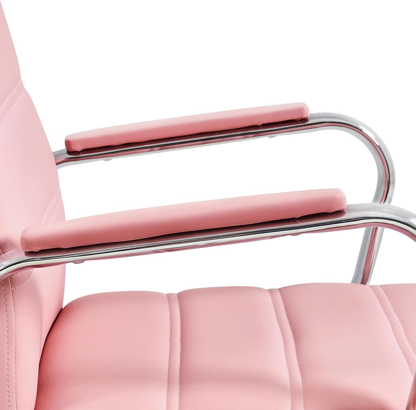 Pink Mid Back Office Chair With Arms 360 Degree Swivel