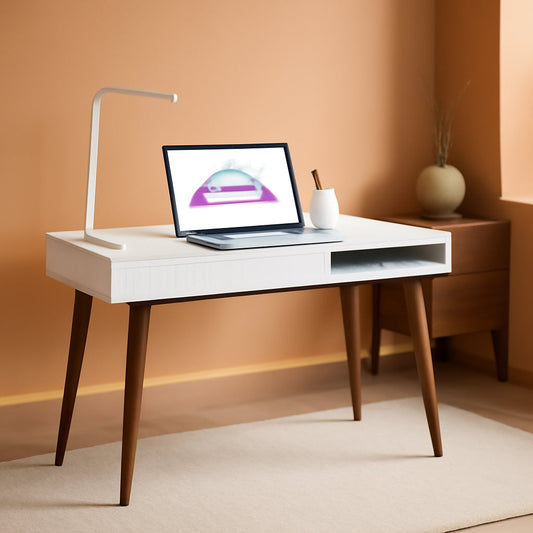 White Writing Desk With Drawers Mid Century Modern