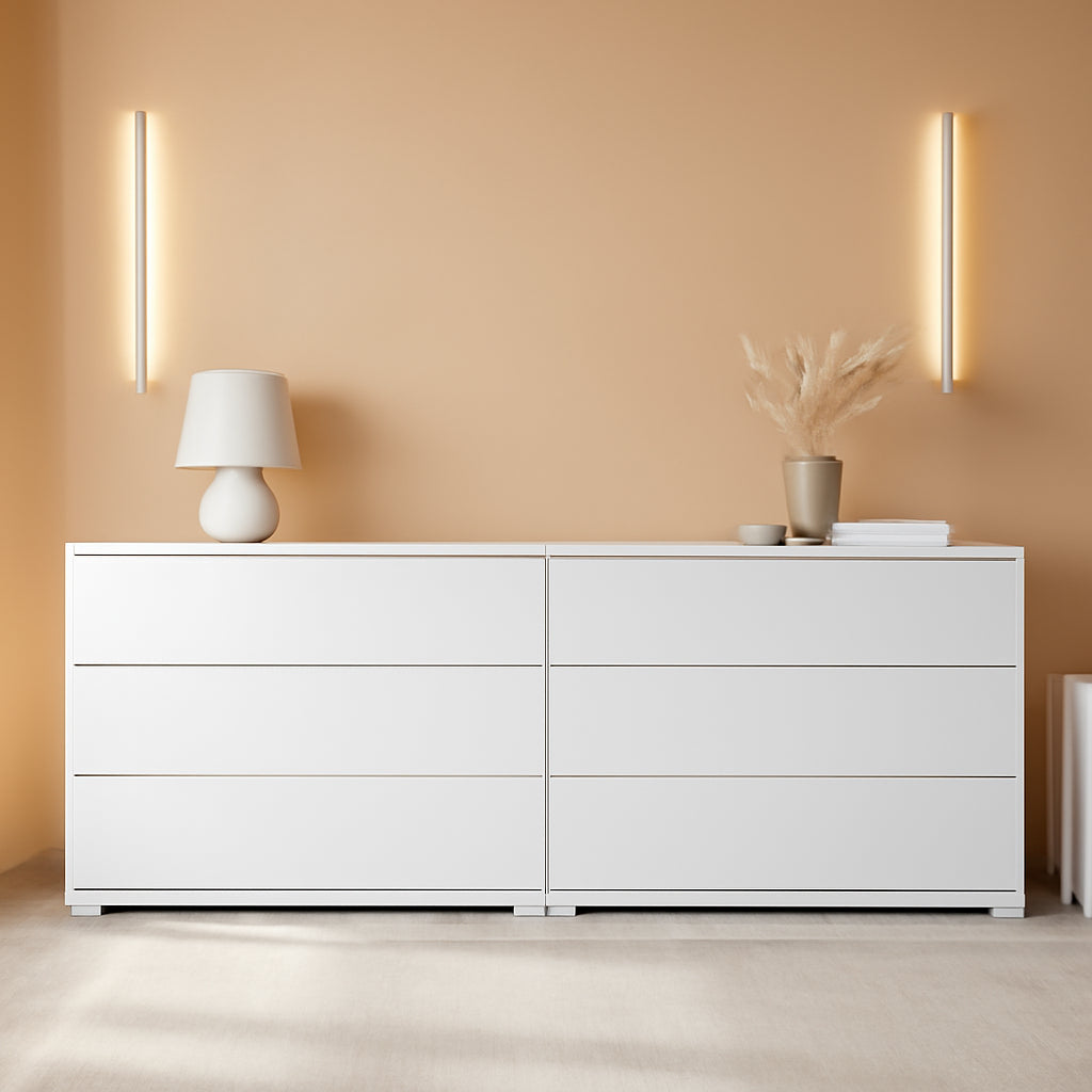 White Six Drawer Dresser For Bedroom Storage Solutions