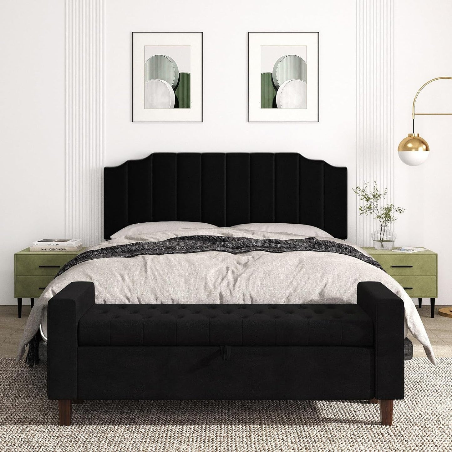 Velvet King Size Wall Mounted Headboard for Adjustable Beds