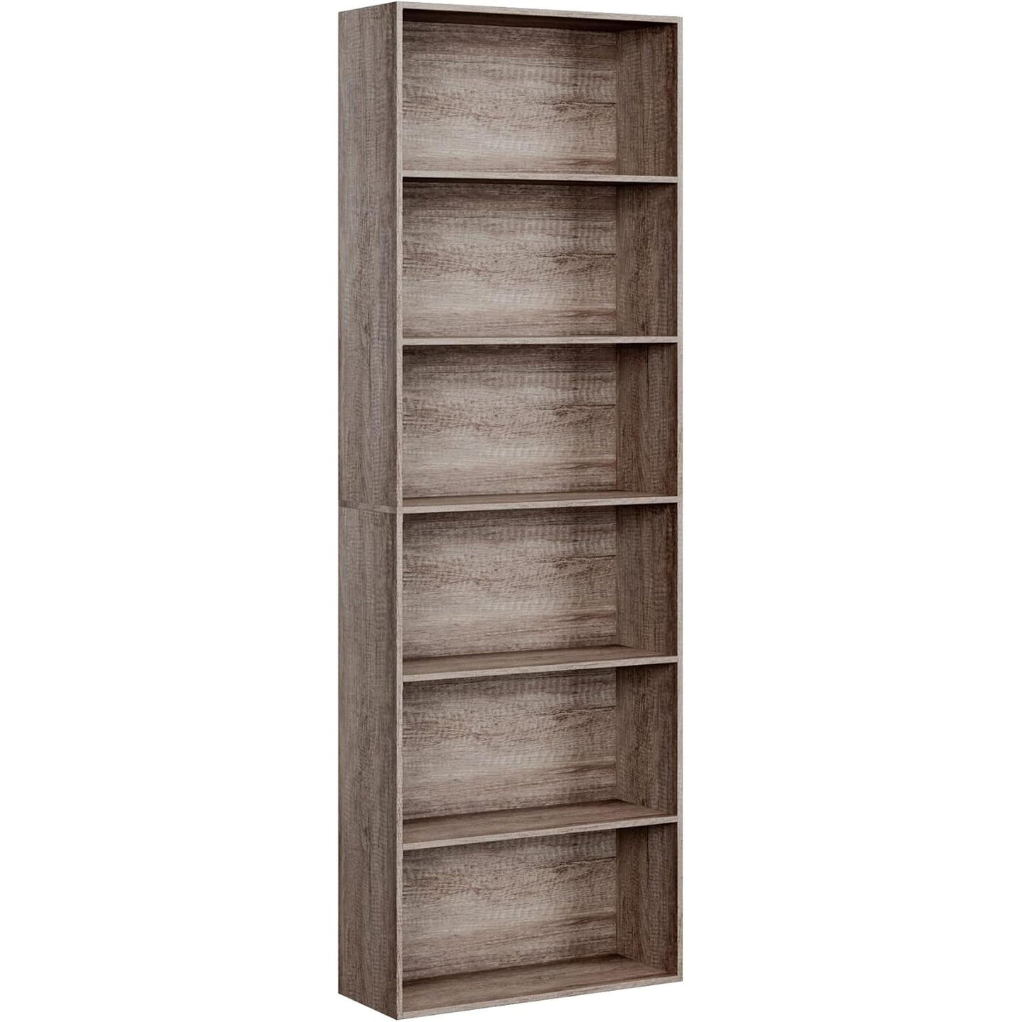 6 Tier Open Bookcase Gray Freestanding For Bedroom Space
