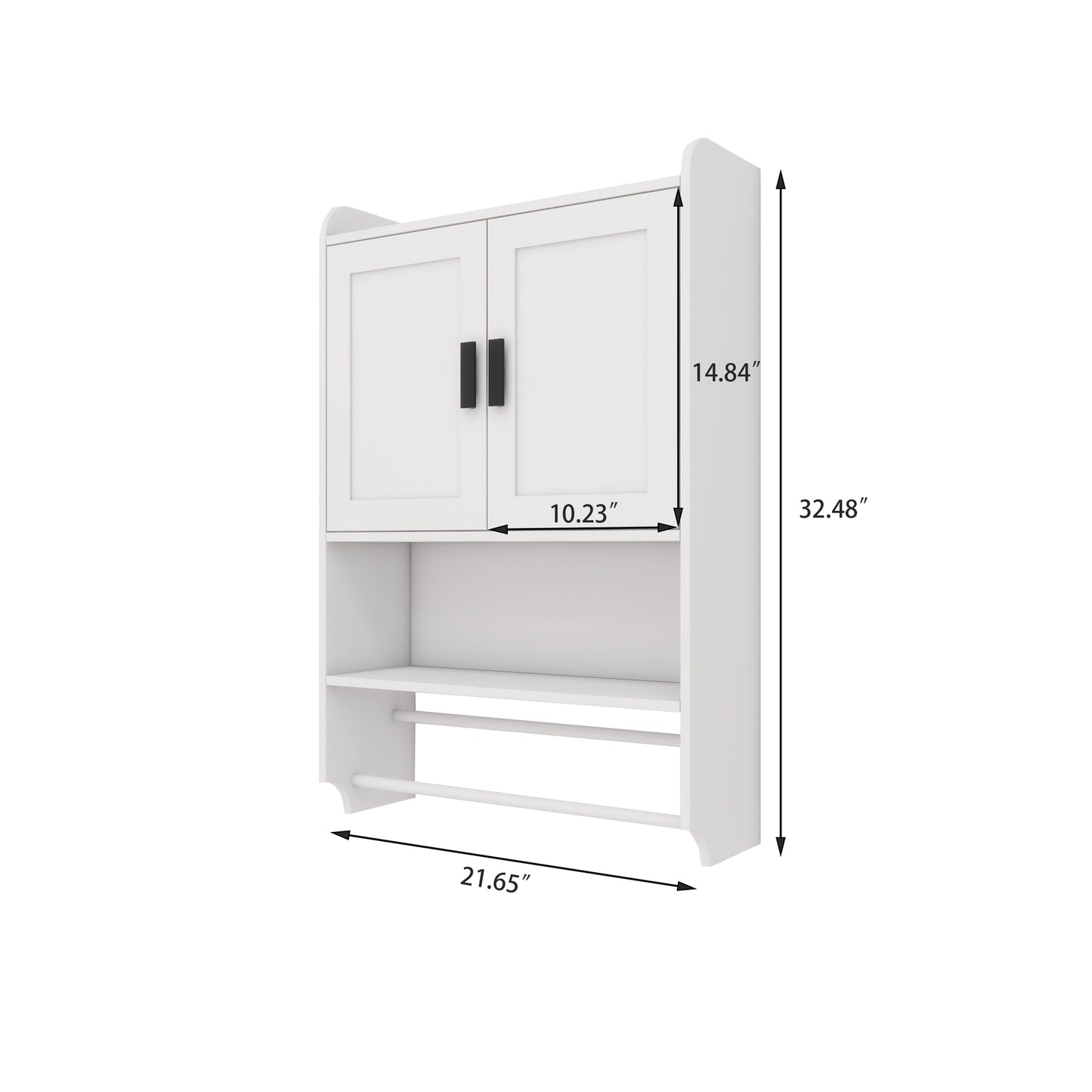 Bathroom Wall Cabinet with Doors, Adjustable Shelf, Towel Bar and Paper Holder