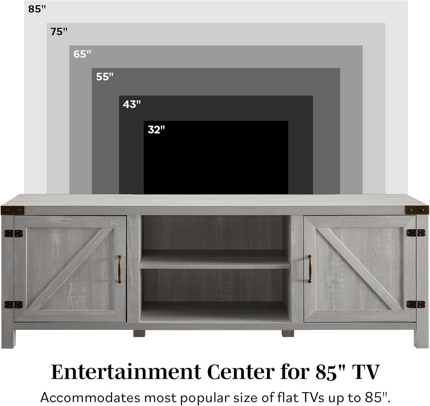 Georgetown Modern Farmhouse 70 Inch TV Stand Stone Grey