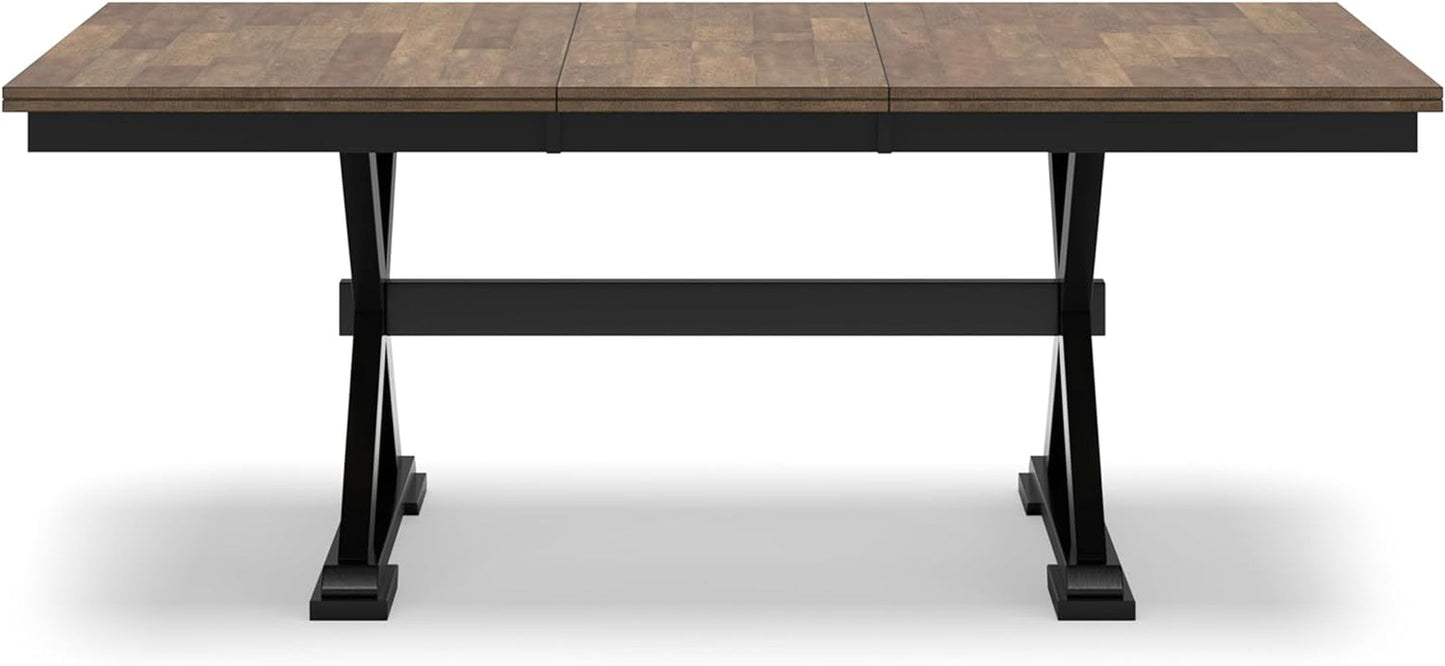 Farmhouse Dining Extension Table Butterfly Leaf 6-8 Seater Black And Dark Brown