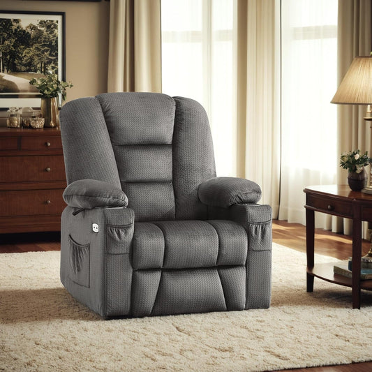 Power Lift Recliner Chair With Massage And Heat Gray