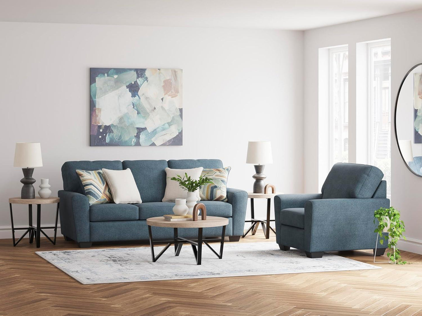 Modern Upholstered Accent Chair In Blue For Living Room