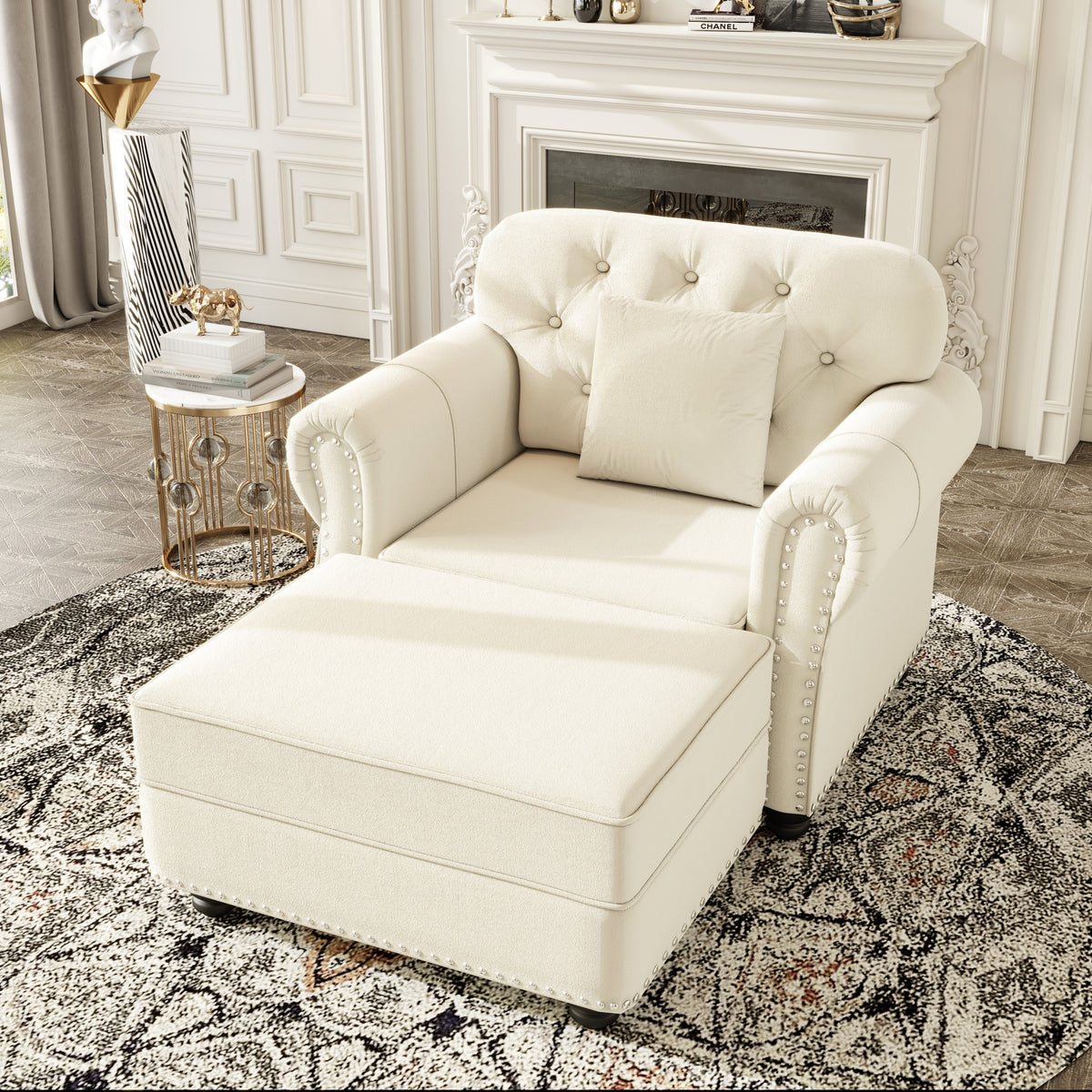 41.3" Upholstered Velvet Sofa with Nailhead Trim